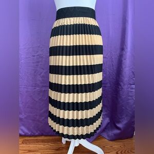 LuLaRoe Black and Tan Striped Midi Skirt